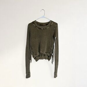 (XS) Free People One • Waffle Knit Interlaken Side Tie Top